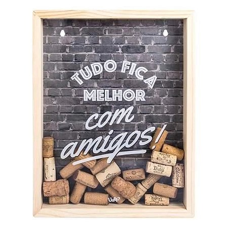 QUADRO DE ROLHAS E TAMPINHAS - TUDO FICA MELHOR