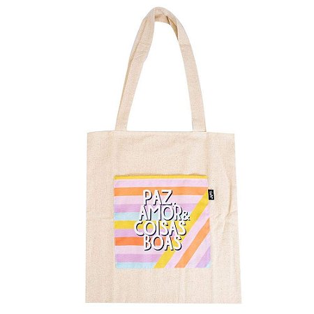 SACOLA RETORNAVEL - PAZ AMOR E COISAS BOAS