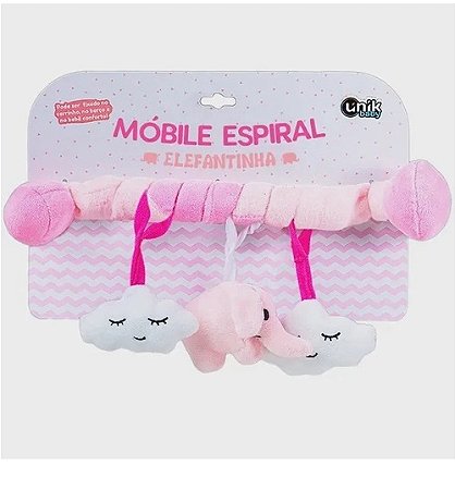 MOBILE DE CARRINHO ESPIRAL ELEFANTE MENINA
