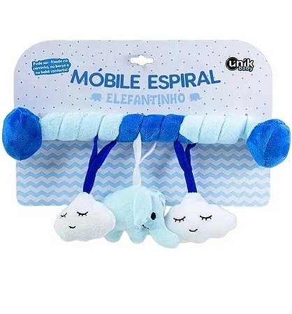 MOBILE DE CARRINHO ESPIRAL ELEFANTE MENINO
