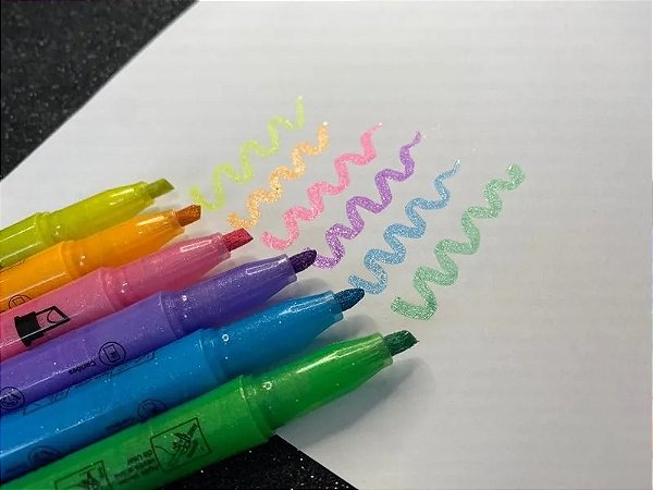 MARCADOR FLUOR GLITTER AMARELO