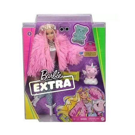 GRN28 BARBIE FASHIONISTA EXTRA JAQUETA FELPUDA ROSA COM PETS
