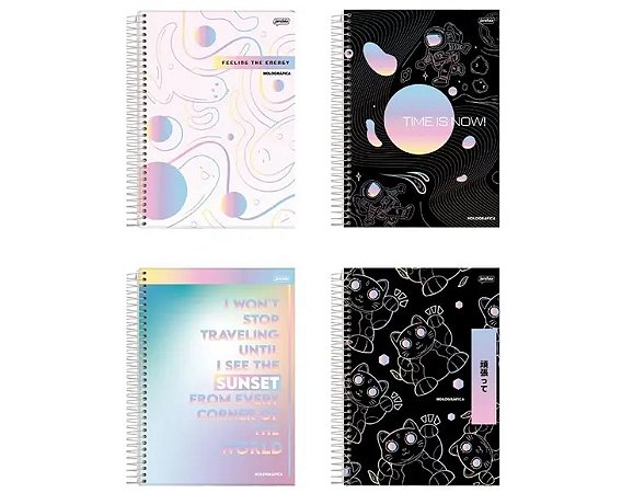 CADERNO ESPIRAL UNIV CD 1X1 80FLS HOLOGRAFICA FSC