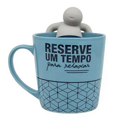 CANECA 350ML C/ INFUSOR P/ CHA TEMPO PARA RELAXAR   :SEM GTIN