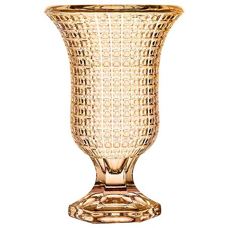 VASO CHEVALIER EM CRISTAL ECOLOGICO COM PE D15XA23,5CM COR AMBAR LUSTER