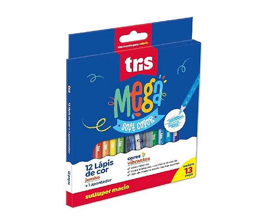 LAPIS COR MEGA SOFT JUMB 12COR APONTCJTO