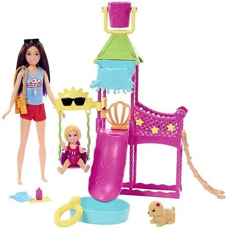 HKD80 BARBIE SKIPPER PARQUE AQUATICO COM BONECA E PETS