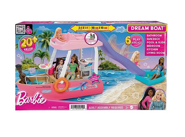 HJV37 BARBIE BARCO COM PISCINA E TOBOGA PLAYSET