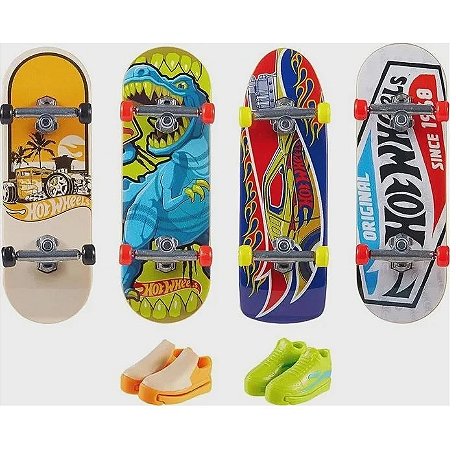 HGT84 HOT WHEELS SKATE DE DEDO MULTIPACK 2 PARES DE TENIS 4 SKATES