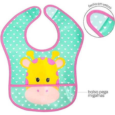BABADOR COM BOLSO ANIMAL FUN GIRAFA