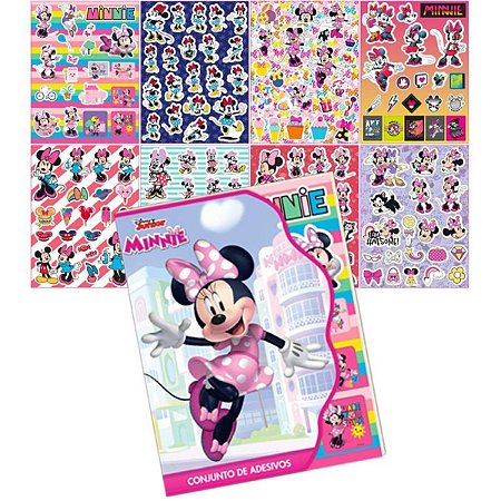 CONJ ADESIVOS LIC DISNEY C/8FLS UN MINNIE
