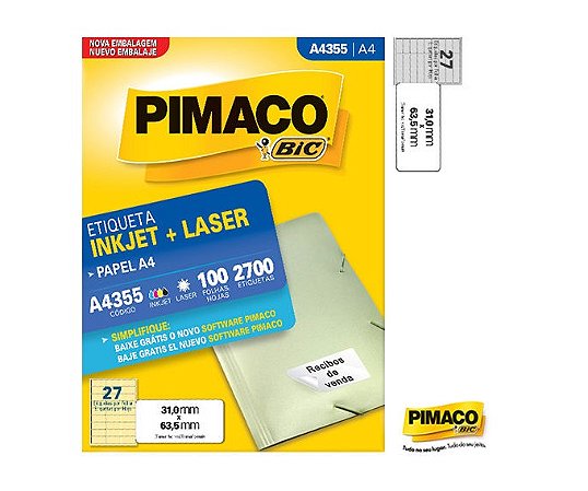 ETIQ. INKJET+LASER PIMACO 100FLS A4355(E)