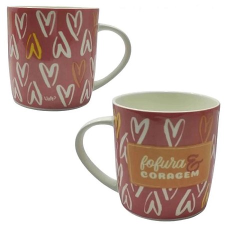 CANECA CERAMICA 400ML - FRASES CORES E AMORES FOFURA E CORAGEM
