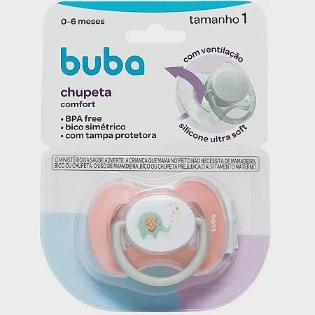 CHUPETA BUBA COMFORT TAM.1 ELEFANTINHO ROSA