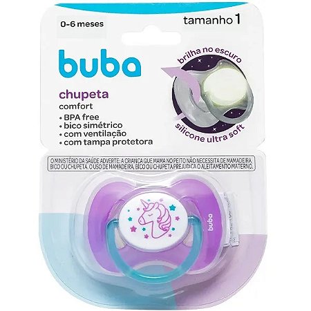 CHUPETA BUBA COMFORT TAM.1 NOTURNA UNICORNIO