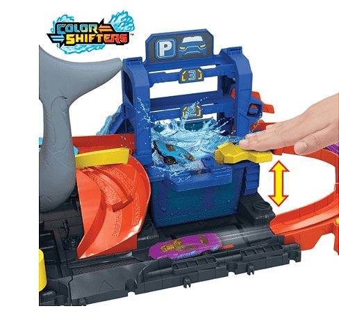 HTN82 HOT WHEELS CITY PISTA LAVA RAPIDO MEGA TUBARAO