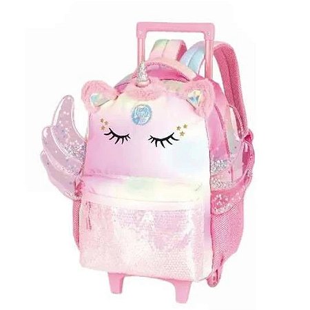 MOCHILA COM RODAS ROSA