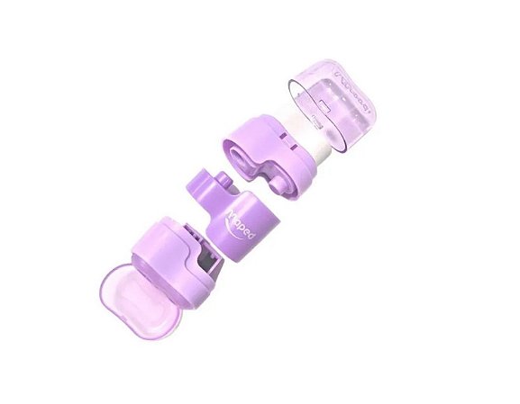 APONTADOR COM BORRACHA CONNECT PASTEL 2 FUROS CORES SORTIDAS