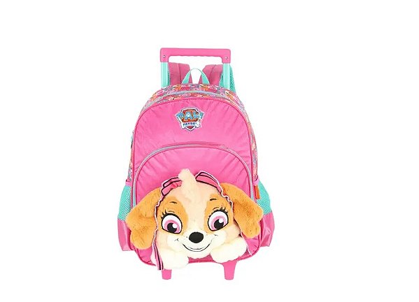MOCHILA COM RODAS ROSA PATRULHA CANINA