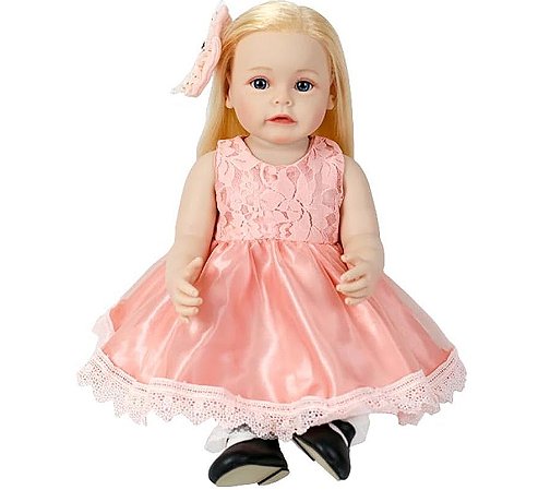 BONECA BEBE REBORN LAURA BABY LISA 18" 100% VINIL