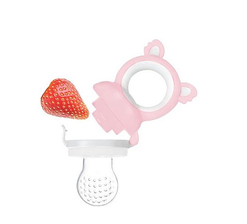 PORTA-FRUTINHAS COM SUGADOR EM SILICONE COALA ROSA