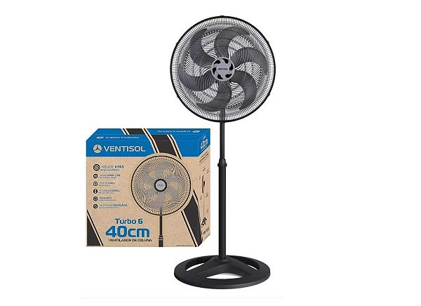 VENT COLUNA 40CM VENTISOL TURBO6 PT 127V