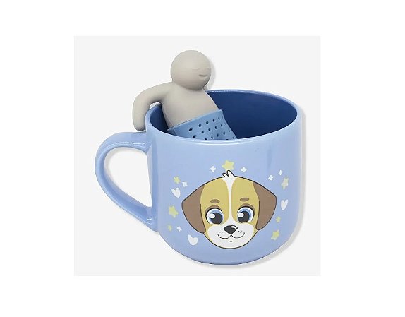 CANECA 350ML C/ INFUSOR P/ CHA AMO DOGS  EAN :7908623020296