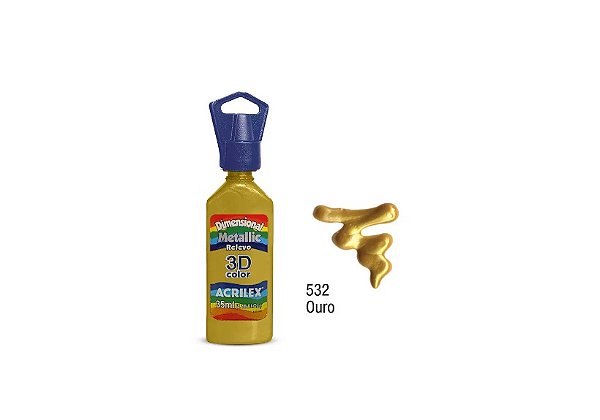 TINTA REL DIMENS.METALLIC ACRILEX OURO 532