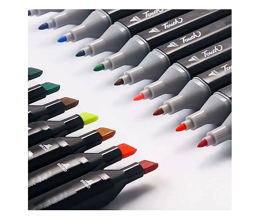 ESTOJO DE CANETAS MARCADOR PERMANENTE PONTA DUPLA 48 CORES