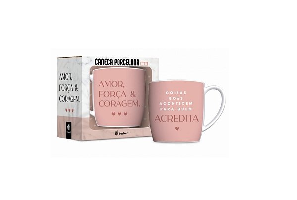 CANECA PORCELANA URBAN 300ML - AMOR FORCA E CORAGEM