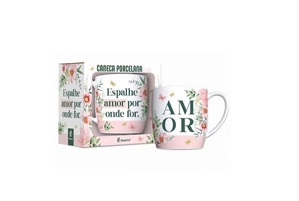 CANECA PORCELANA URBAN 300ML - ESPALHE AMOR