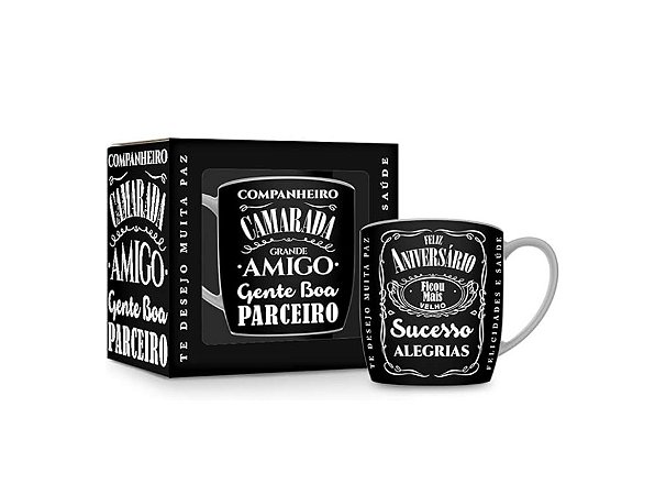 CANECA PORCELANA URBAN 300ML - FELIZ ANIVERSARIO AMIGO