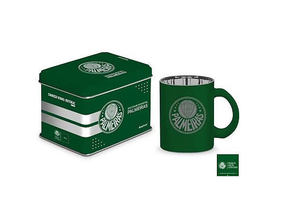 CANECA VIDRO DIAMOND METALIC LATA TIMES - PALMEIRAS