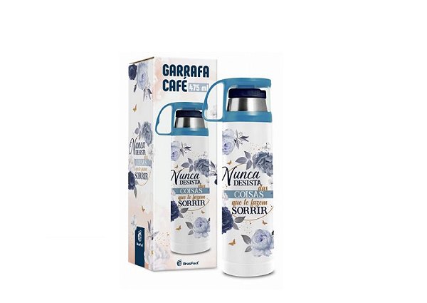 GARRAFA TERMICA C/ CANECA G - COISAS QUE TE FAZEM SORRIR