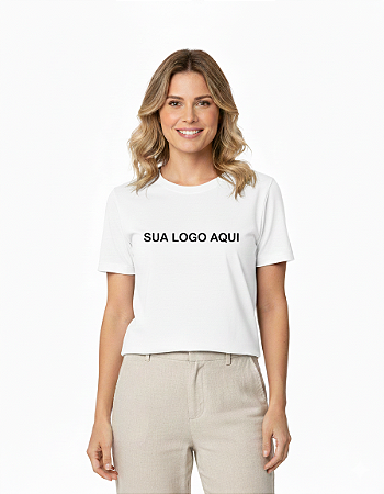 Camiseta de 95% Algodão + 5% Elastano - Adulto Branca