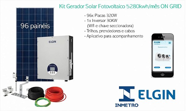 Kit Gerador Solar Fotovoltaico 5200kwh/mês ON GRID