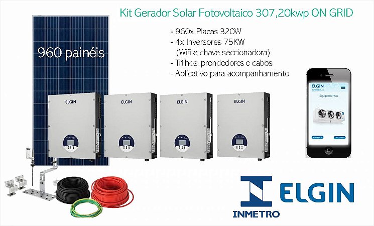 Kit Gerador Solar Fotovoltaico 307,20kwp ON GRID