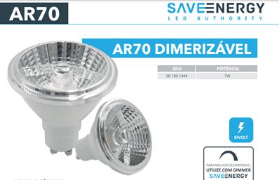 Lâmpada LED AR70 7W Dimerizável 2700K