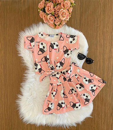 Conjunto Saia e Cropped Bulldog