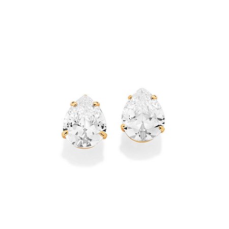BRINCO SOLITÁRIO GOTA BANHADO A OURO 18K COM ZIRCÔNIAS