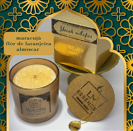 Vela Aromática YARA ASFAR (Maracujá/Flôr de laranjeira/Almíscar) - Cera Vegetal Premium - 180g