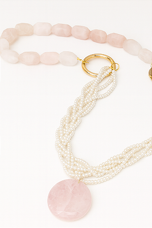 COLAR DE MESA QUARTZO ROSA