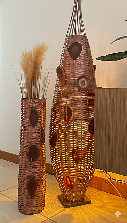 LUMINÁRIA E VASO NATURAL EM ÁGATA