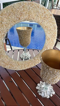 COMPOSÊ VASO E ESPELHO CITRINO PROSPERIDADE