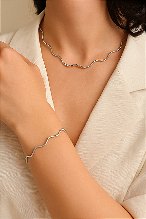 Kit Colar e Pulseira de Ondas