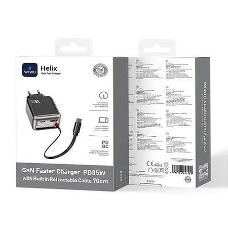 FONTE HELIX - 35W - USB-A/USB-C - BLACK - 5230