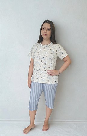 Pijama Pescador em Viscolycra Modelo Libelulas