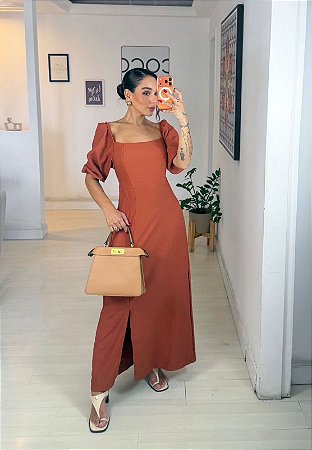 Vestido Midi com Fenda