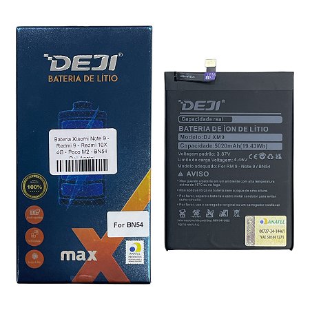 Bateria Xiaomi Note 9 - Redmi 9 - Redmi 10X 4G - Poco M2 - BN54 Deji Anatel