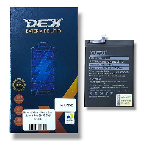 Bateria Xiaomi Note 9s - Note 9 Pro BN52 Deji Anatel